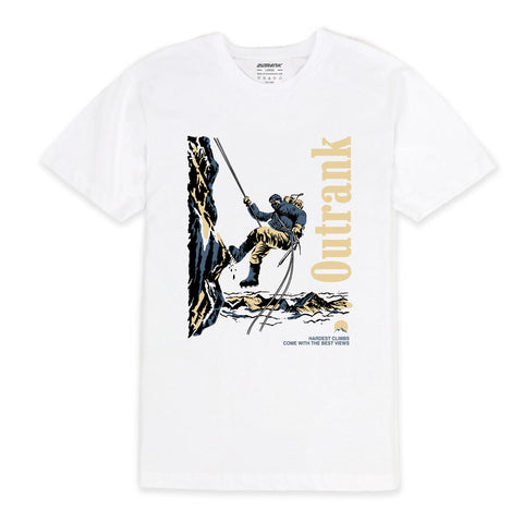 Outrank Hardest Climbs T-shirt (White) - Outrank