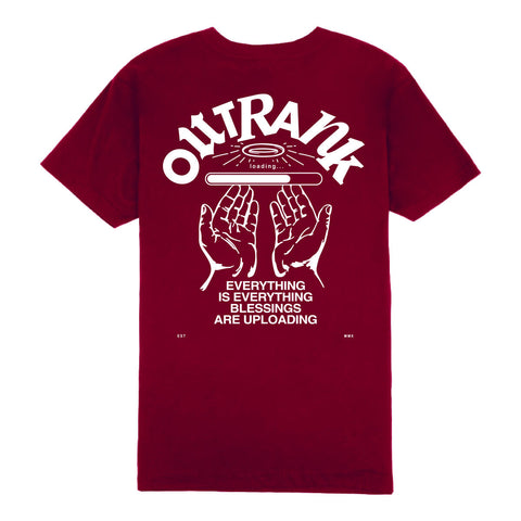 Outrank Blessings Are Uploading T-shirt (Cardinal) - Outrank