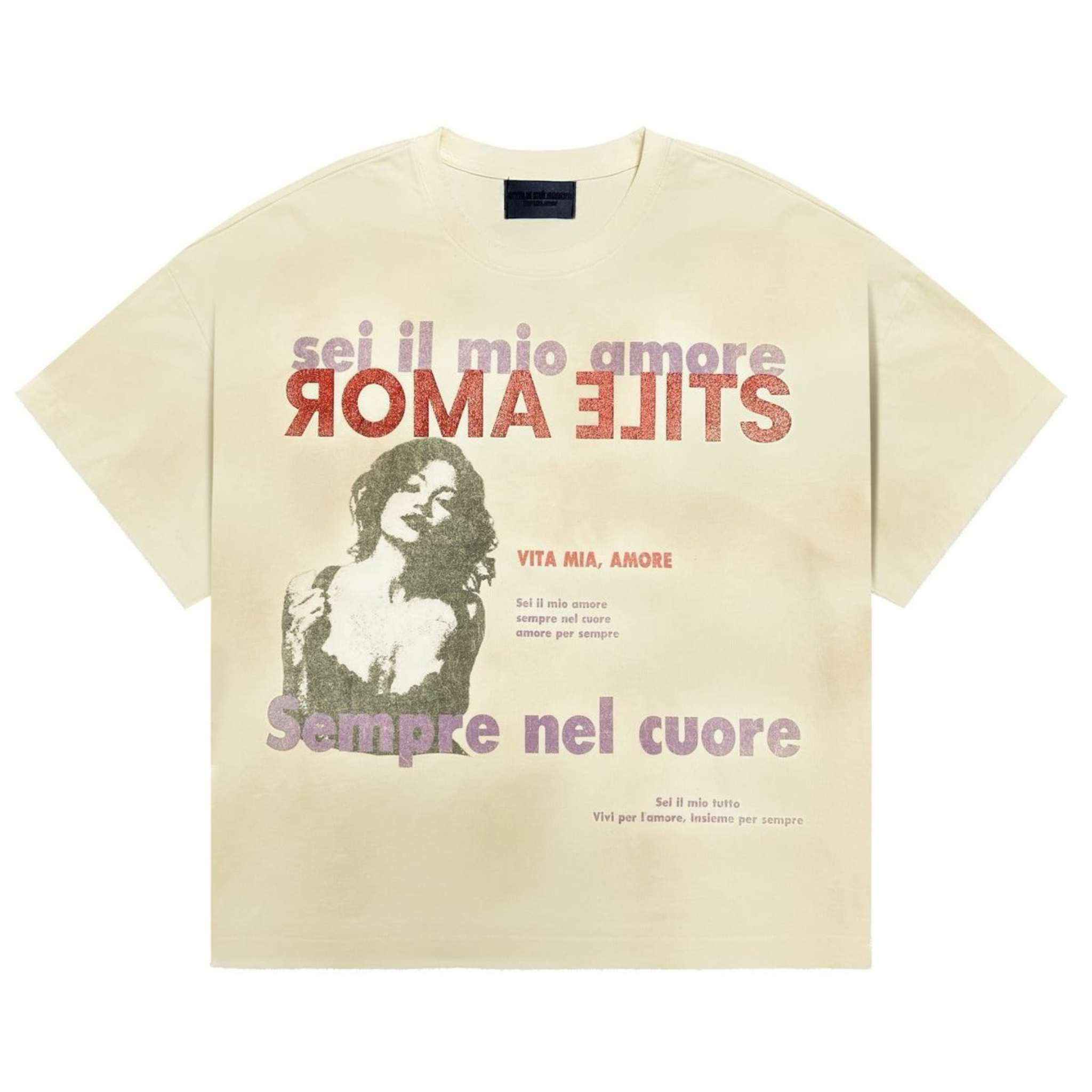 Stile De Amor "VITA MIA" Tee (Cream) - Stile Amor De Galleria