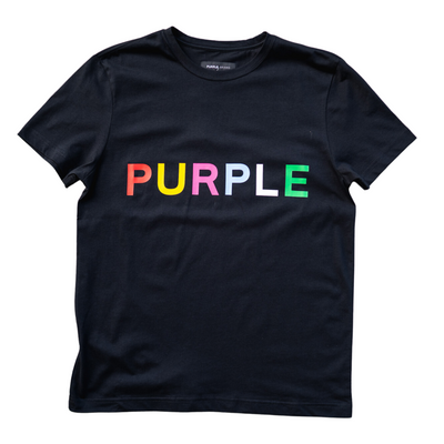 Purple Brand Multi Color Text T-shirt (Black) - PURPLE BRAND