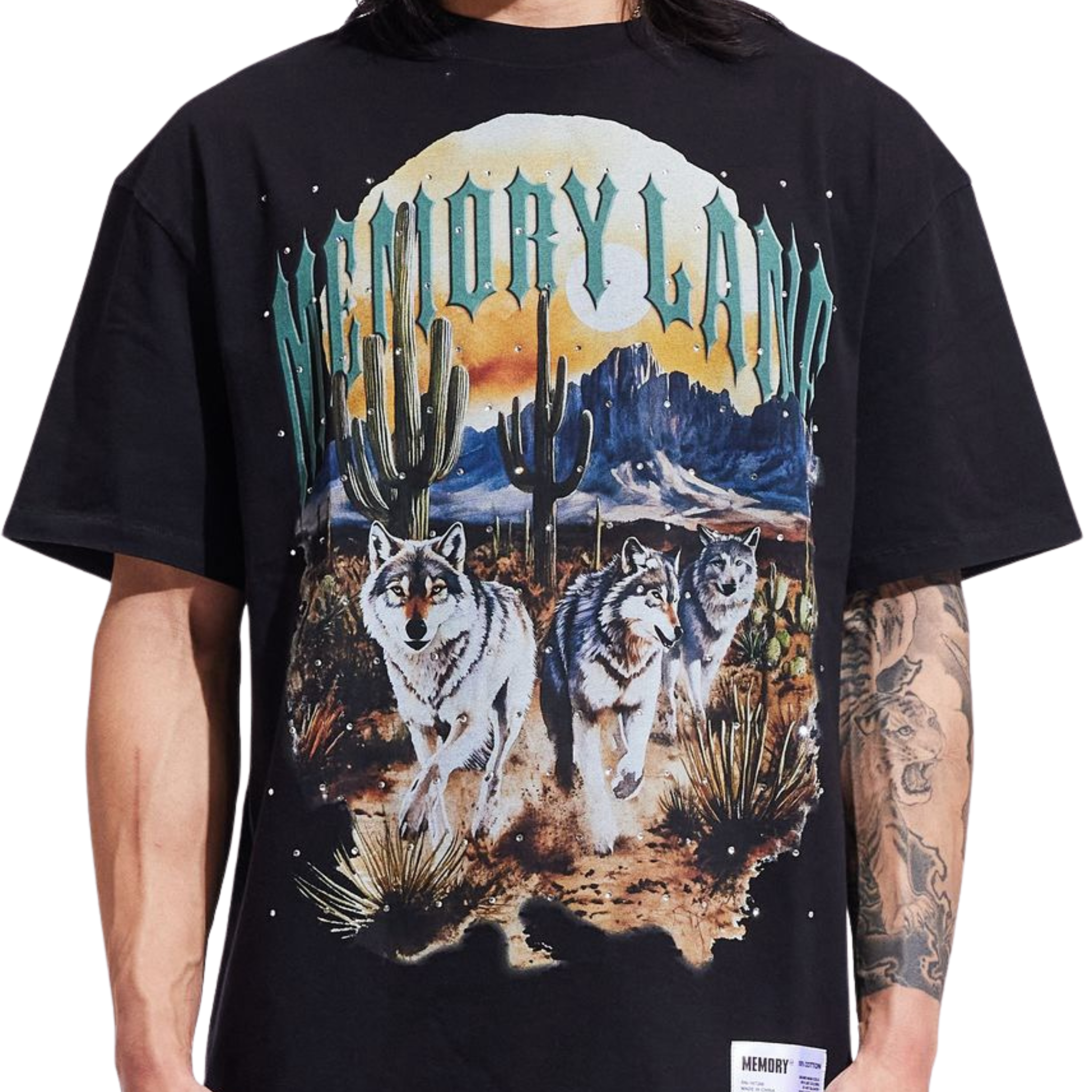 Memory Lane "RUNNING WOLVES" TEE( Black) - Memory Lane