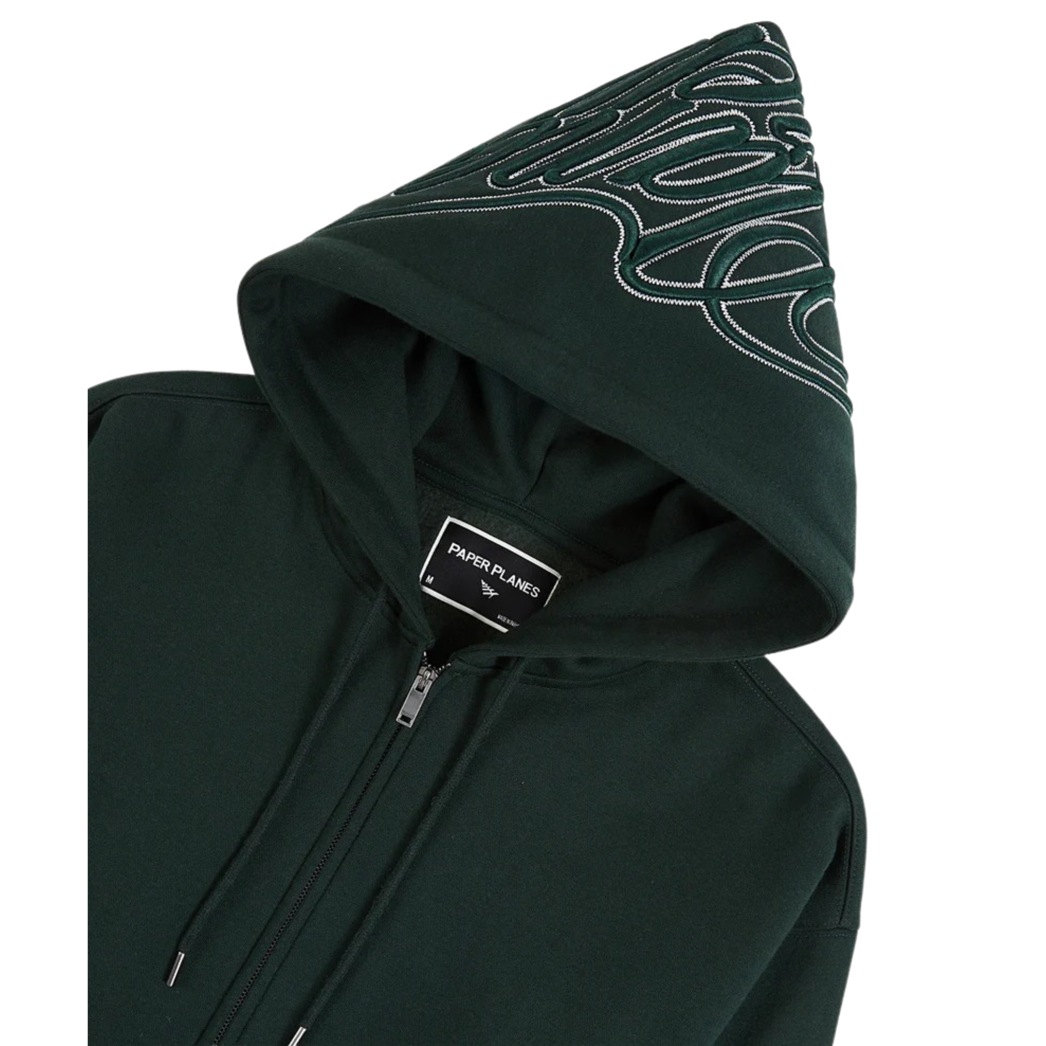 Paper Planes Cursive Zip Hoodie (Dark Green)