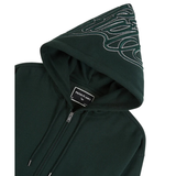 Paper Planes Cursive Zip Hoodie (Dark Green)