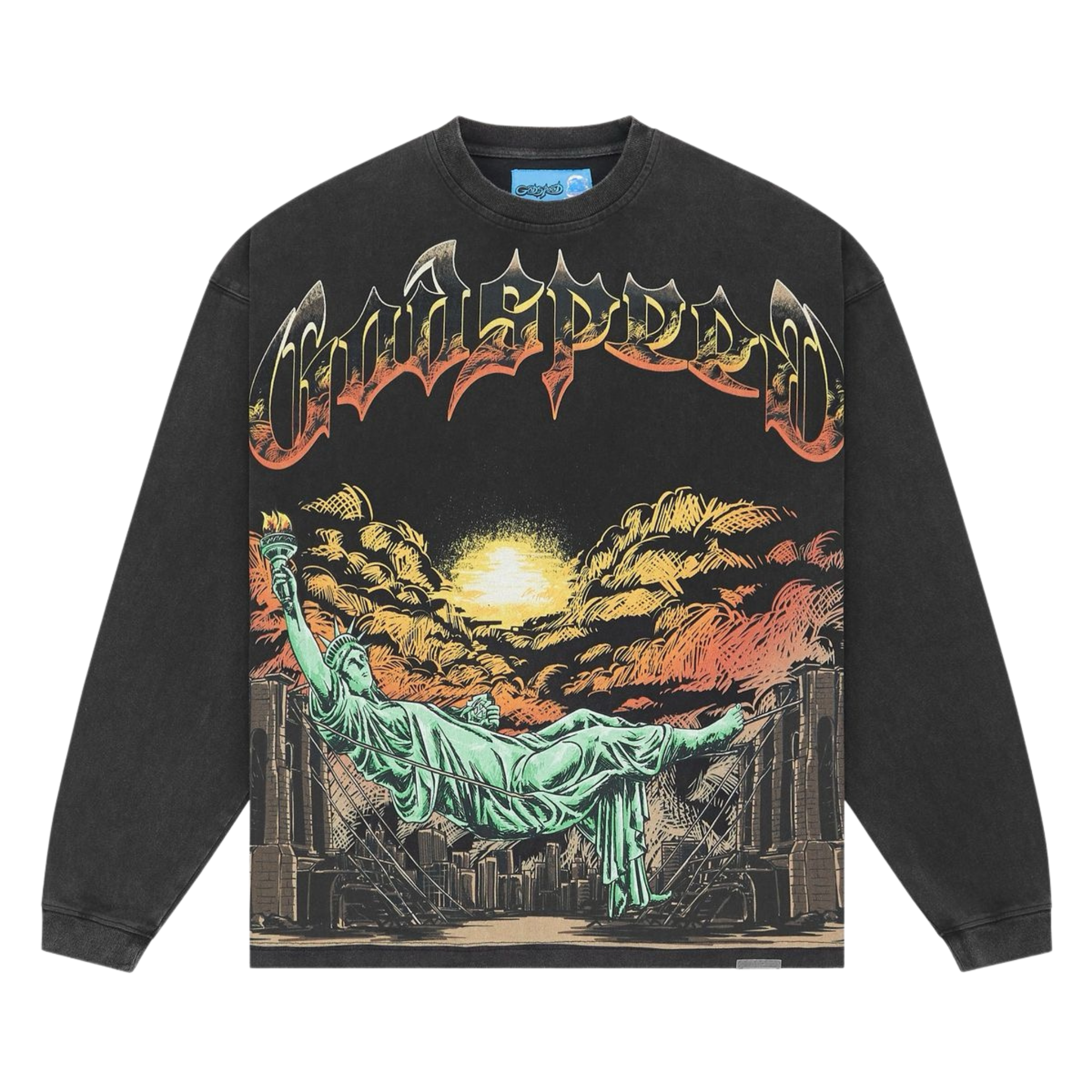 Godspeed "Burnt Bridges II" LS T-shirt NG (Black Wash) - Godspeed