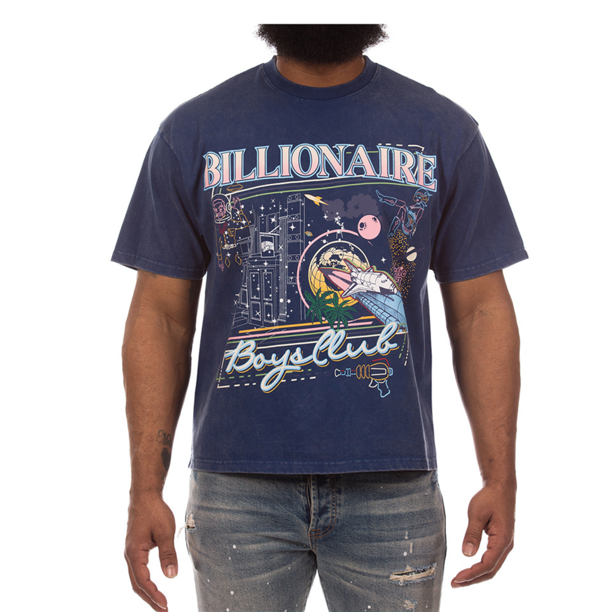 Billionaire Boys "To The Moon" SS (Cropped Fit) (Navy) - Billionaire Boys Club