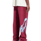 Memory Lane "STENCIL LOGO" SWEATPANTS-BURGUNDY - Memory Lane