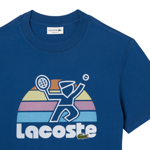 Lacoste Washed Effect Tennis Print T-Shirt (Blue) - TH8567 - Lacoste