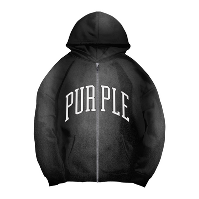 Purple Brand HWT Fleece Full Zip Hoodie (Black) - P460-HBBC124 - PURPLE BRAND
