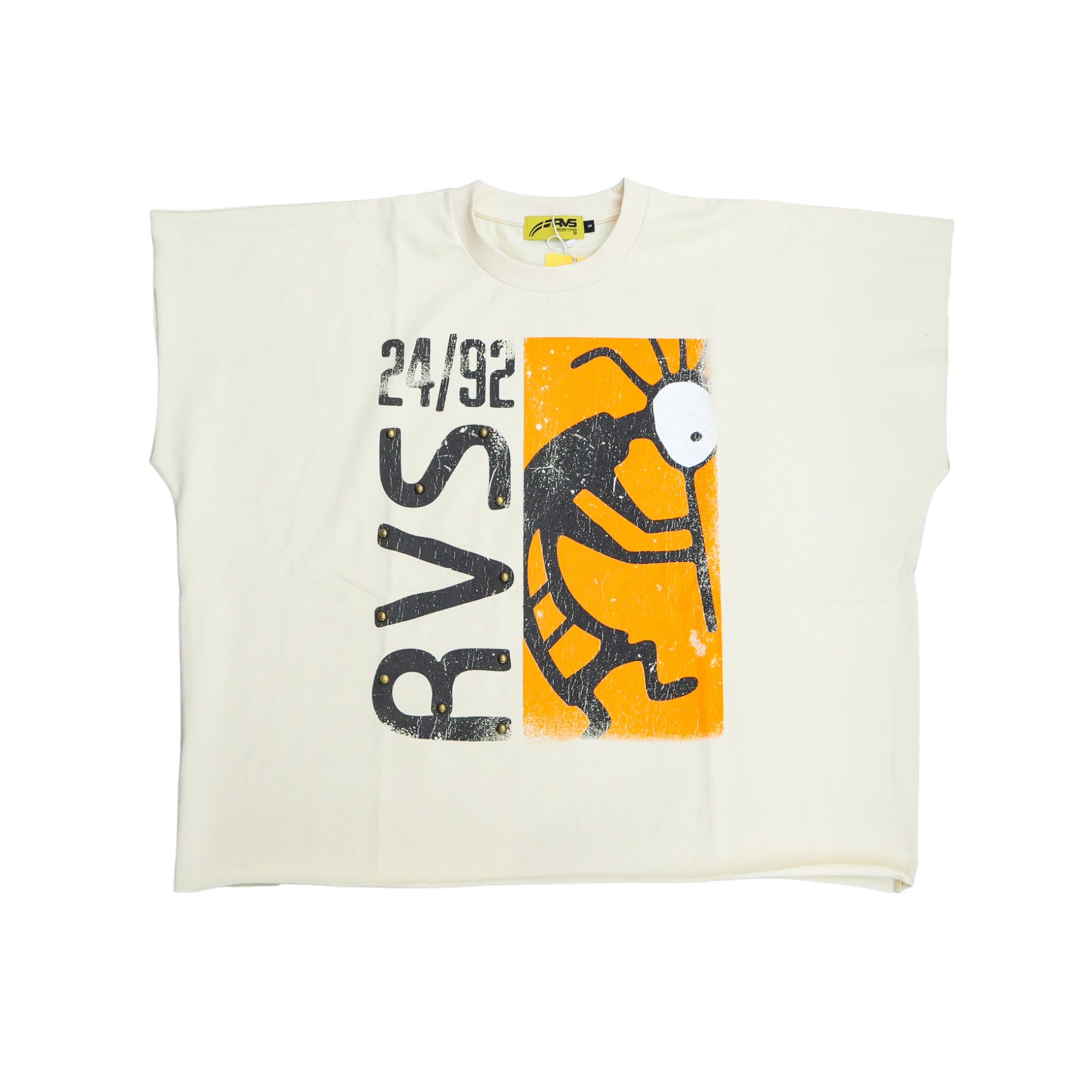 Rvs Labs "Artifact" Cut Off Wing-Tee (Cream) - Rvs Labs
