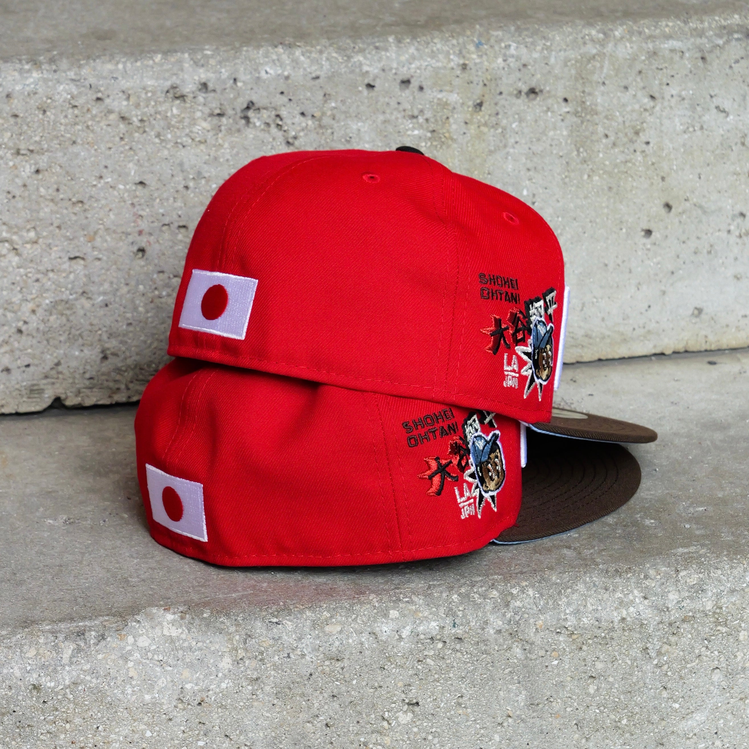 New Era Los Angeles Dodgers SHOHEI OHTANI Side Patch Fitted (Red/Walnut) - New Era