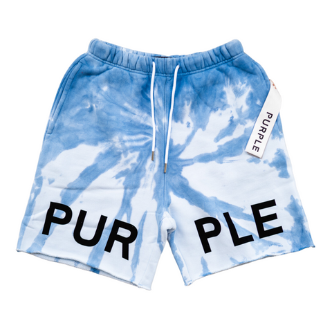 Purple Brand Wordmark Tye Dye Shorts (Blue) - PURPLE BRAND