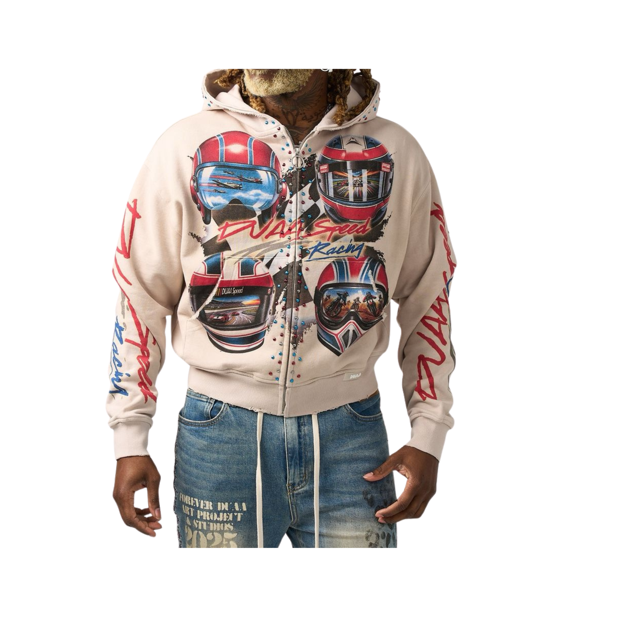 DUAA "Velocity" Zip Up Hoodie (Cream)