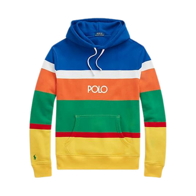 Polo Ralph Lauren Logo Striped Fleece Hoodie (Multi)