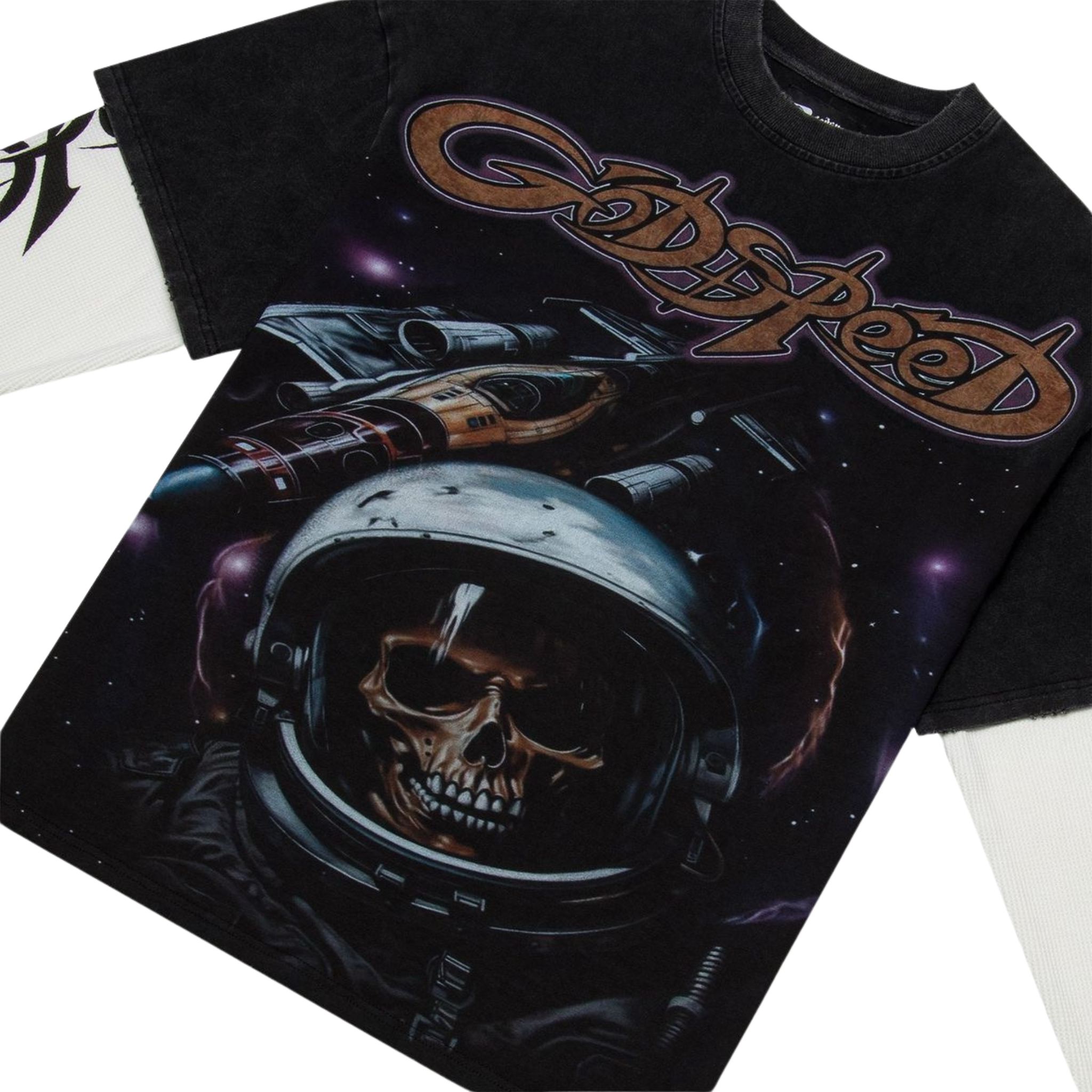 Godspeed "Space Traveler" Layered T-Shirt (Black Wash) - Godspeed