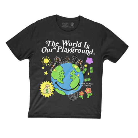 Fly Supply The World Is Yours Oversized T-Shirt (Black) - Fly Supply