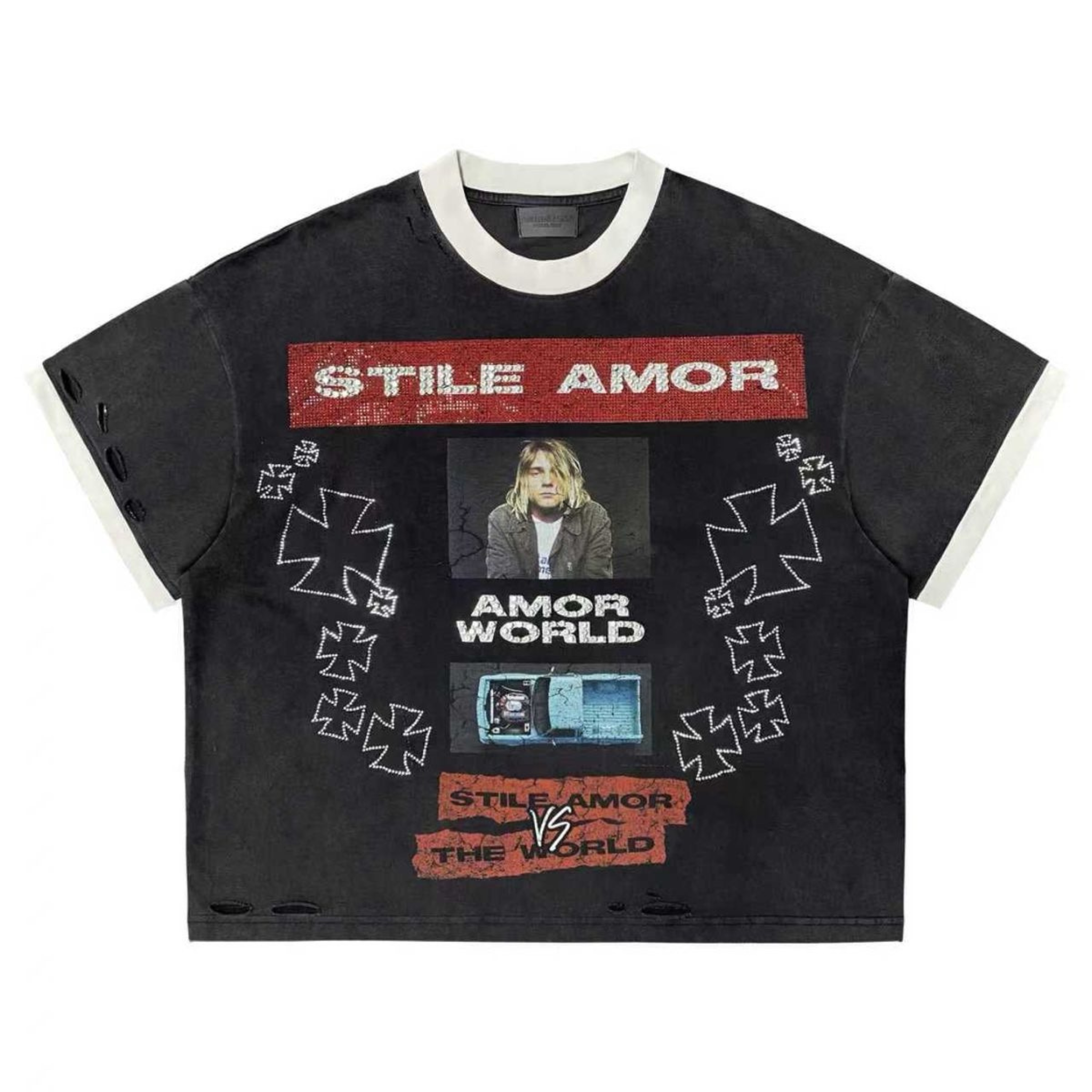 Stile De Amor "SA WORLD STONE" Tee (Black Wash) - Stile Amor De Galleria