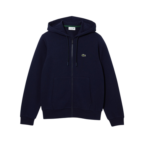 Lacoste Kangaroo Pocket Fleece Zipped Sweatshirt (Navy) - Lacoste