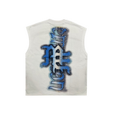 Mixed Emotion "White Angel" Sleeveless Rhinestone Tee (White) - Mixed Emotion