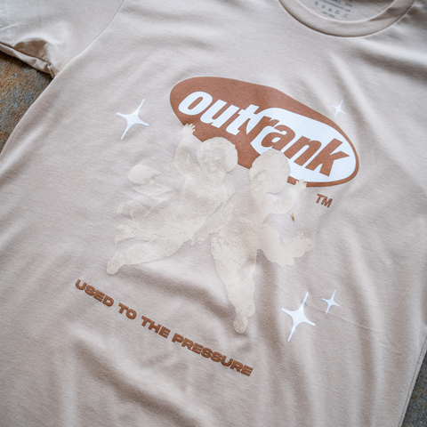 Outrank Used To The Pressure T-shirt (Cream/Brown) - Outrank