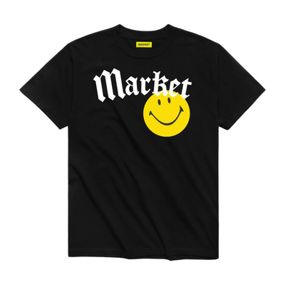 Market Smiley Gothic T-shirt (Washed Black) - Market