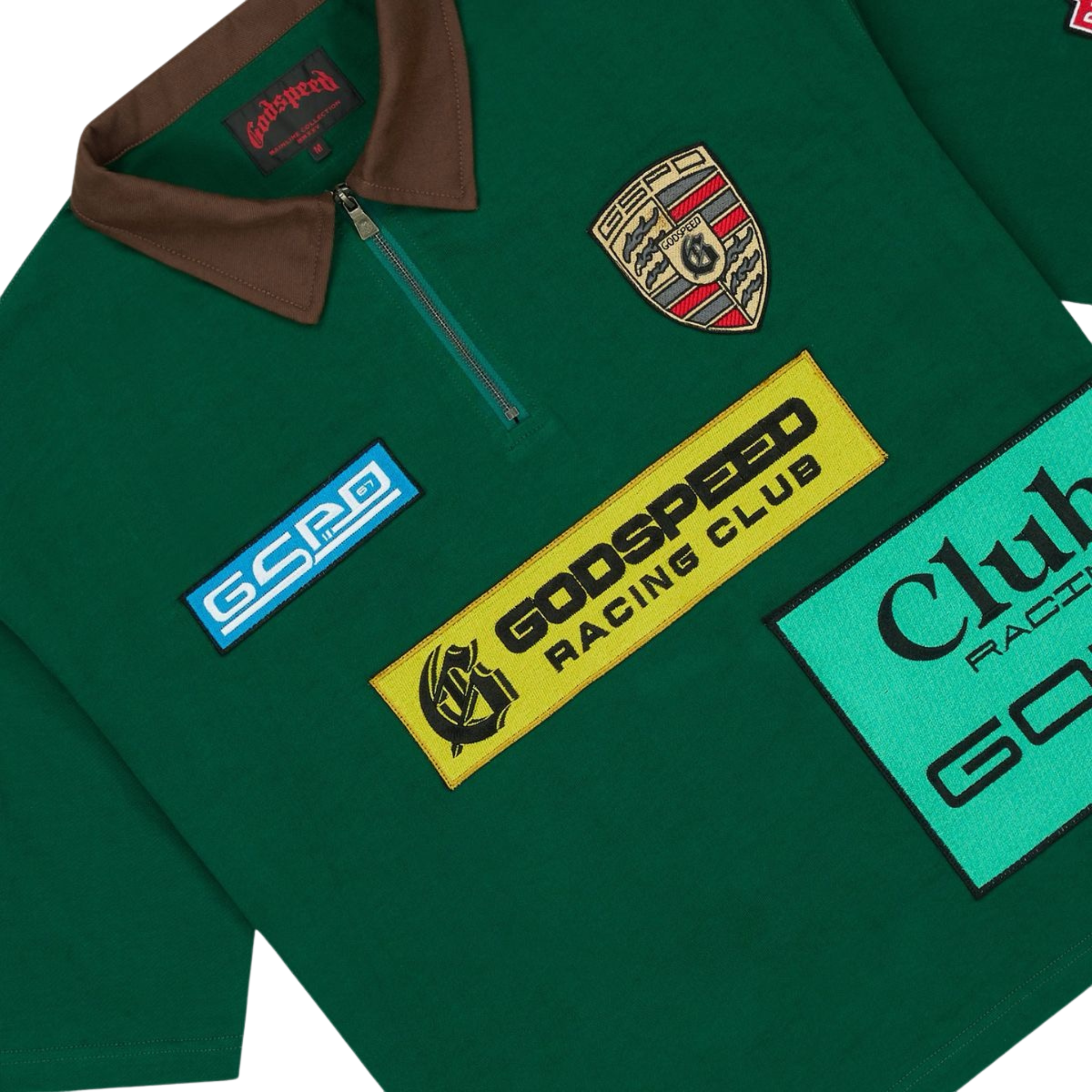 Godspeed "Grc" Quarter Zip Short Sleeve Polo (Green Brown)