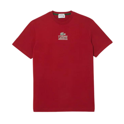 Lacoste Regular Fit Cotton Jersey Branded T-shirt (Bordeaux) - Lacoste