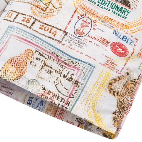 Paper Plane Sack Stamps Print Swim Trunk (Multi) - Paper Plane
