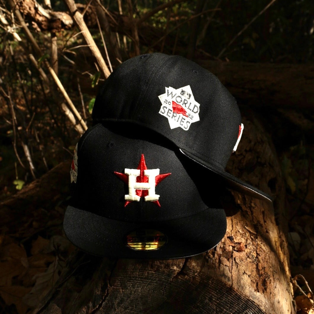 New Era Houston Astros 2022 World Series Side Patch Grey UV 59Fifty Fitted (Black) - New Era