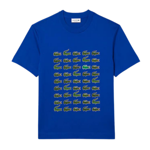Lacoste Relaxed Fit Iconic Print T-Shirt (Blue)