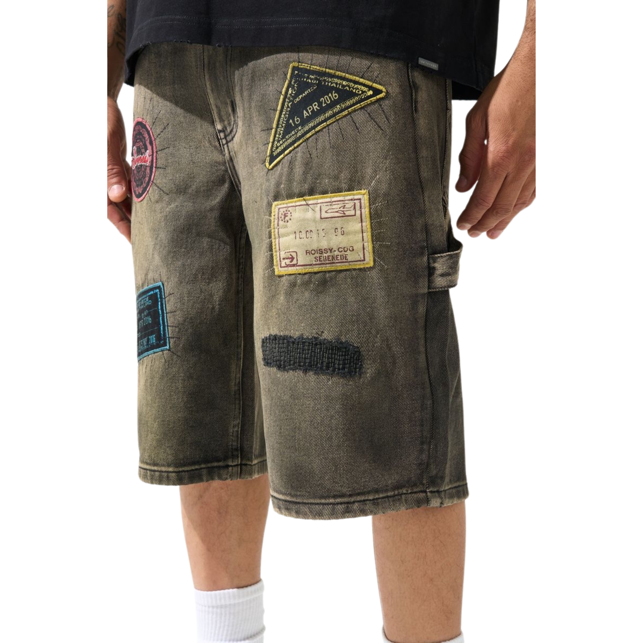 Serenede "PASSPORT" Denim Shorts (Tinted Charcoal)