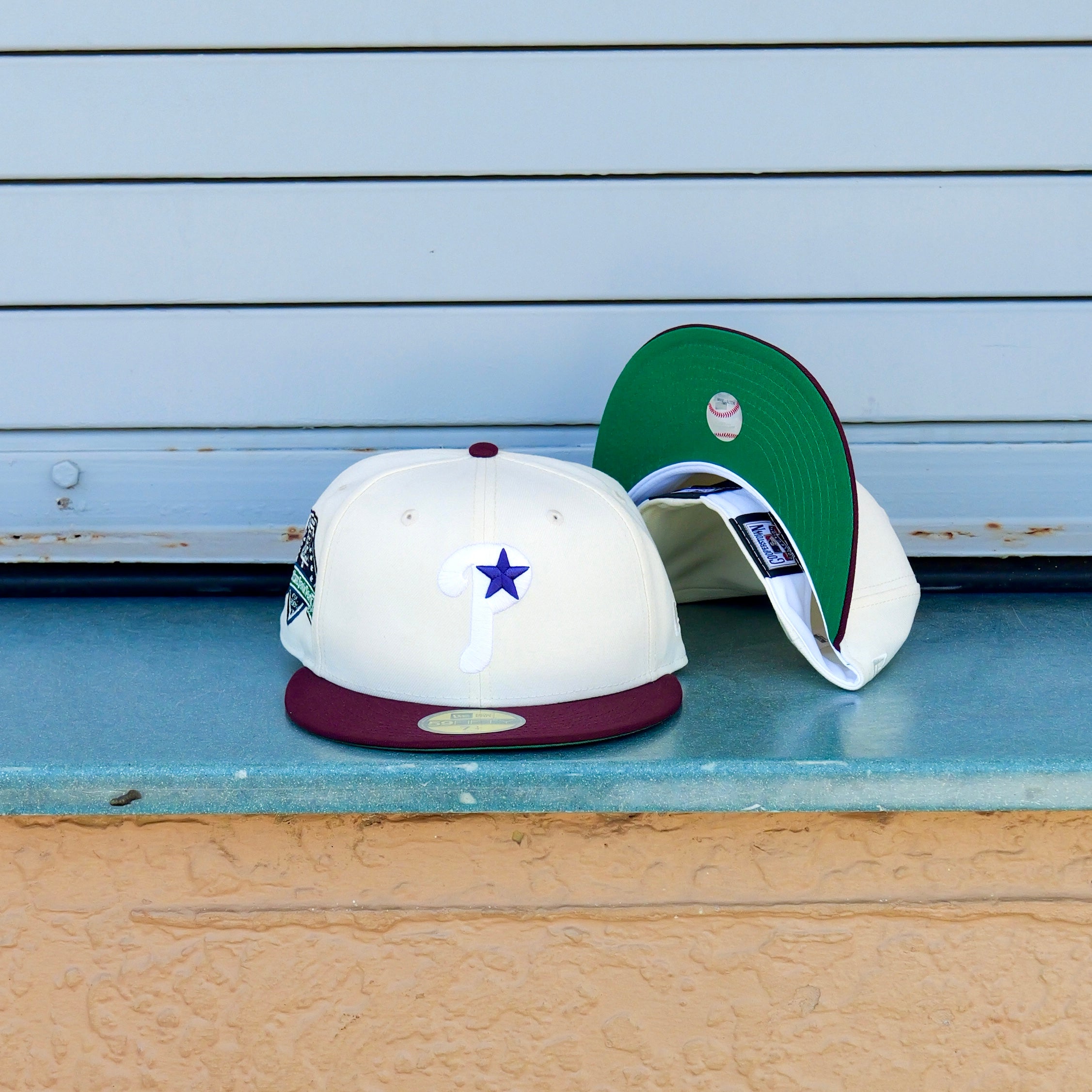 New Era Philadelphia Phillies Citizens Bank Park Side Patch Fitted (Chrome/Maroon) - New Era