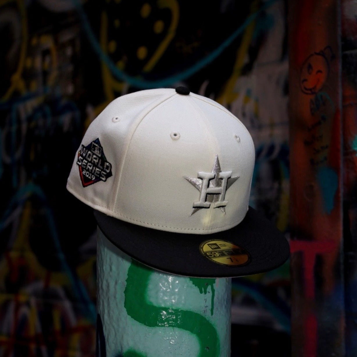 New Era Houston Astros 2019 World Series Side Patch Fitted (Off White/Black) - New Era