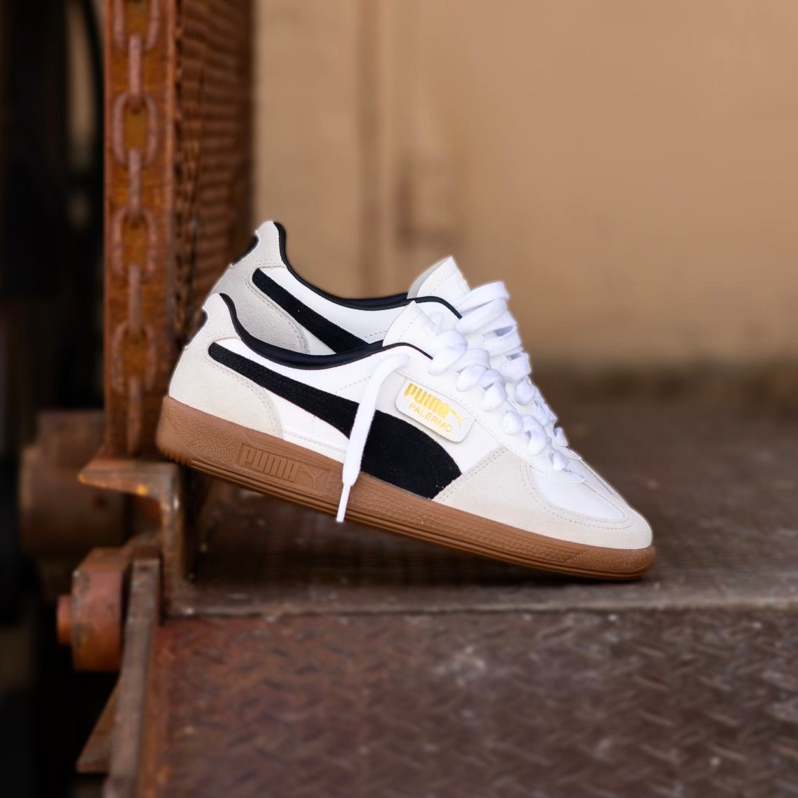 Mens Puma Palermo LTH (White/Black) – SNEAKER TOWN