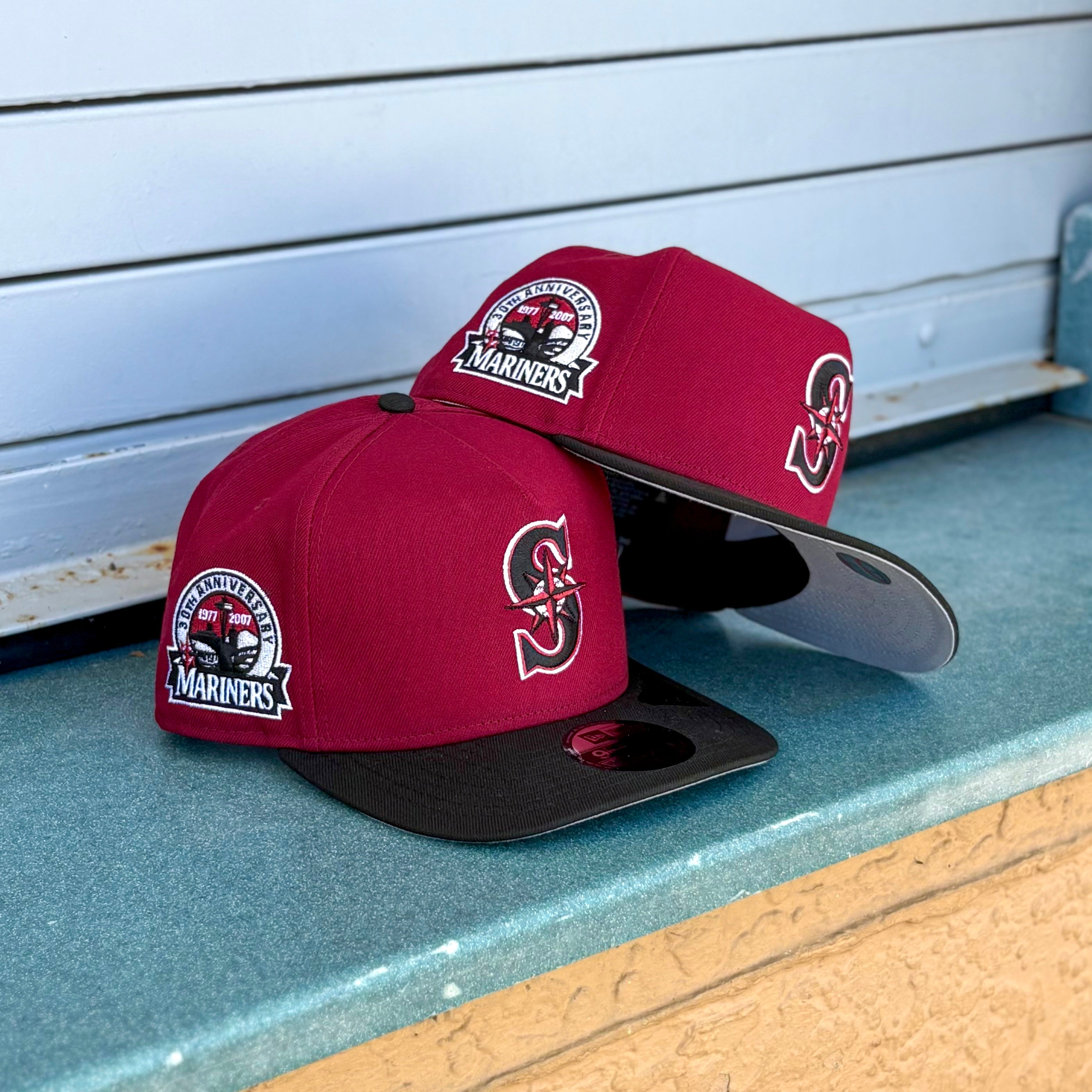 New Era Seattle Mariners 30th Anniversary Grey UV 9Fifty A-Frame Snapback (Dark Red/Black)