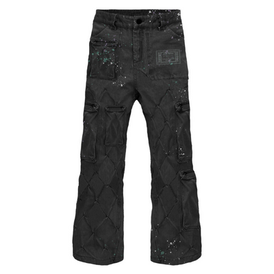 Lifted Anchors Pinched Stacked Flare Denim (Dark Black Wash) - Lifted Anchors