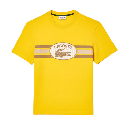 Lacoste Regular Fit Cotton Monogram T-Shirt (Yellow)