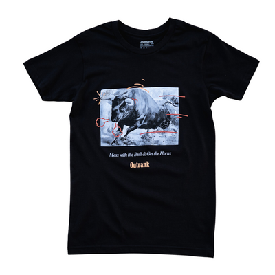 Outrank Mess With The Bull T-shirt (Black/Pale Orange) - Outrank