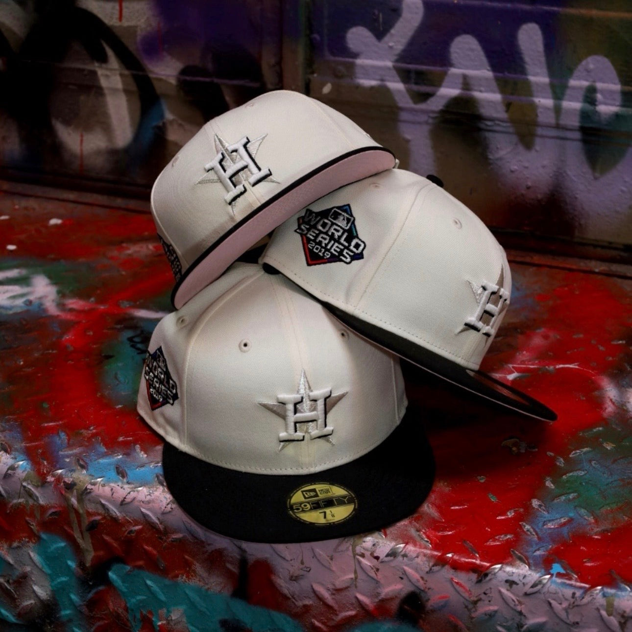 New Era Houston Astros 2019 World Series Side Patch Fitted (Off White/Black) - New Era