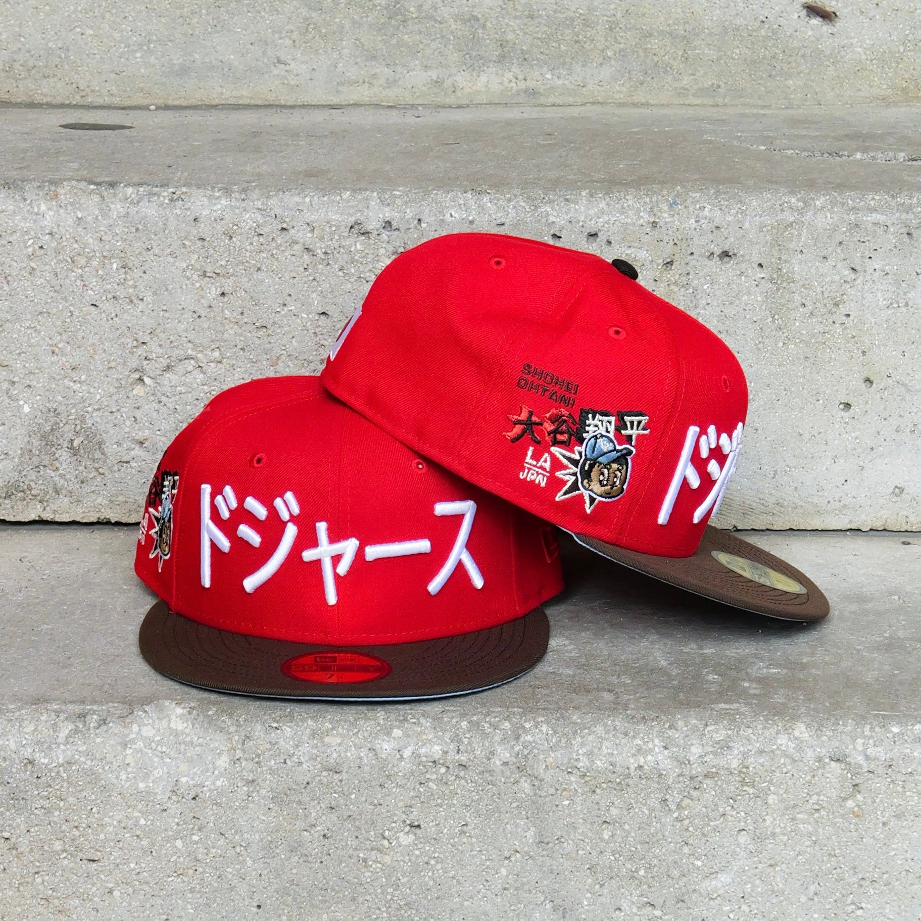 New Era Los Angeles Dodgers SHOHEI OHTANI Side Patch Fitted (Red/Walnut) - New Era