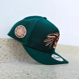 New Era Mexico Aztec Skull Chief Calendar Side Patch Grey UV 9Fifty A-Frame Snapback (Dark Green)