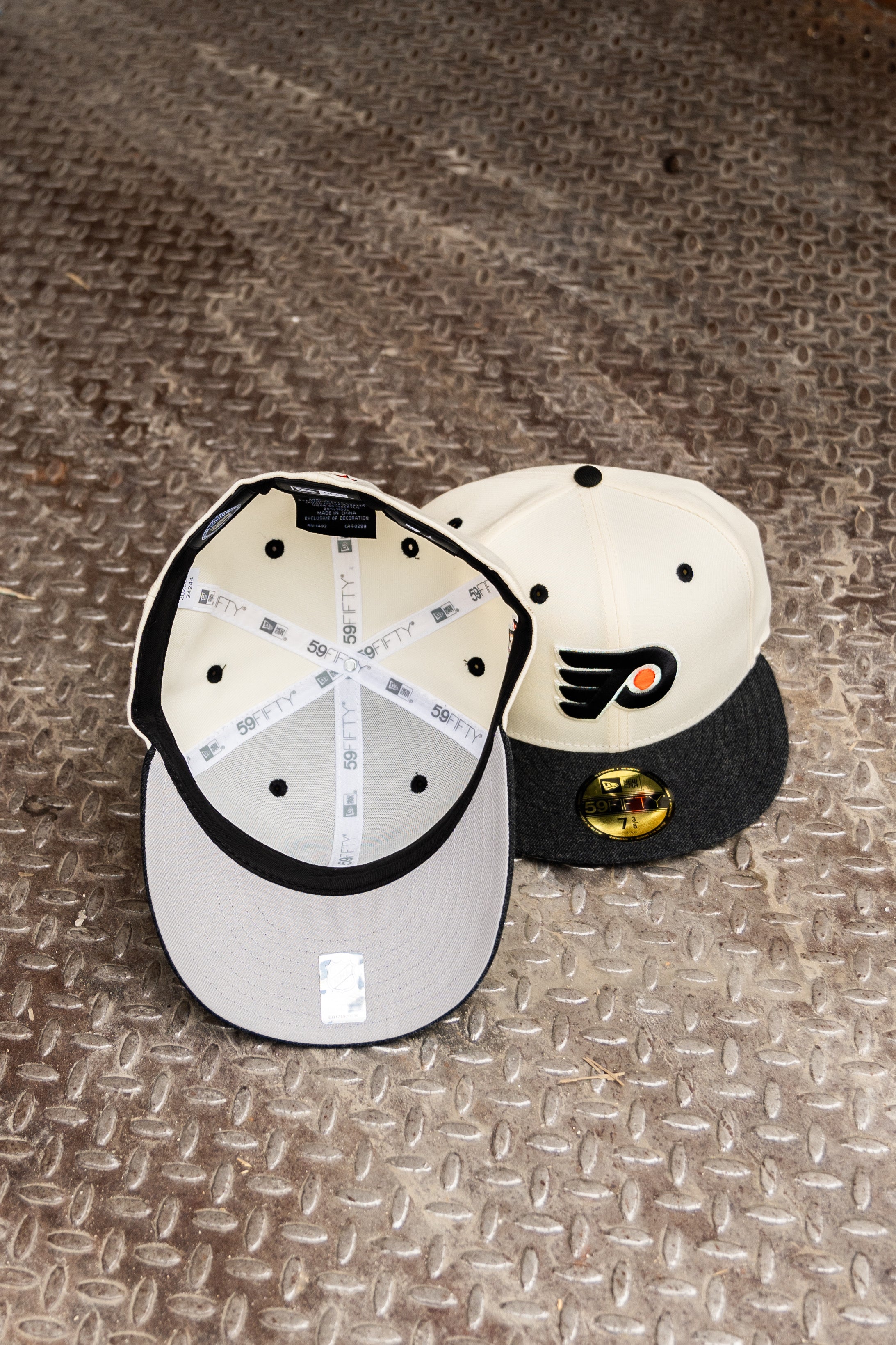 New Era Philadelphia Flyers 50th Anniversary Grey UV 59Fifty Fitted (Off White/Heather Black) - New Era
