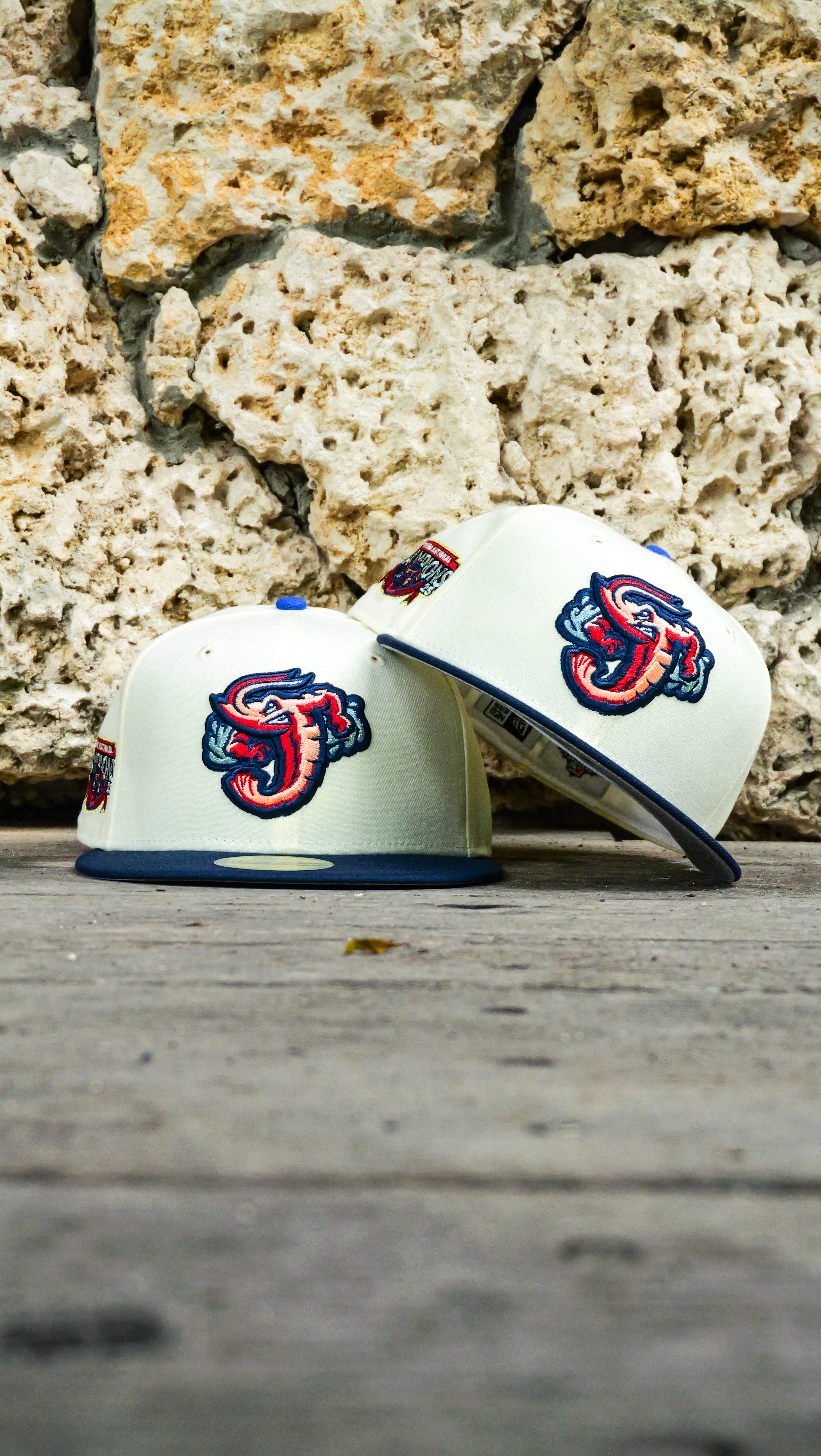 New Era Jacksonville Jumbo Shrimp 2025 Triple-A National Champions Side Patch Grey UV 59Fifty Fitted (Chrome/Ocean Blue)
