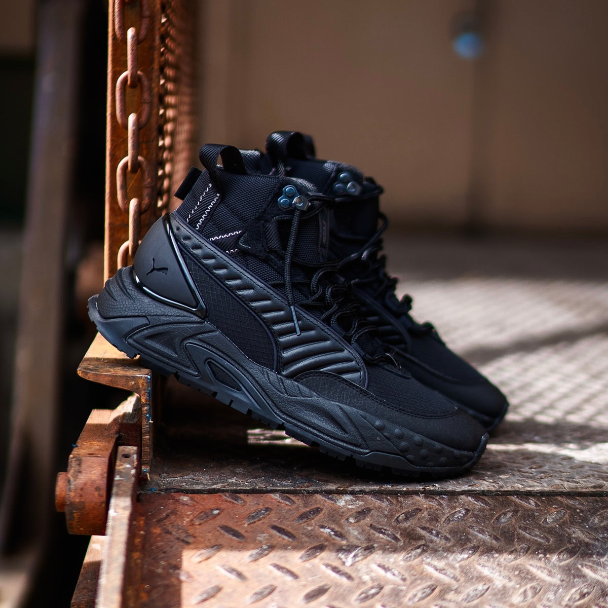 Mens Puma RS-Trck Mid Lifestyle (Triple Black) – SNEAKER TOWN
