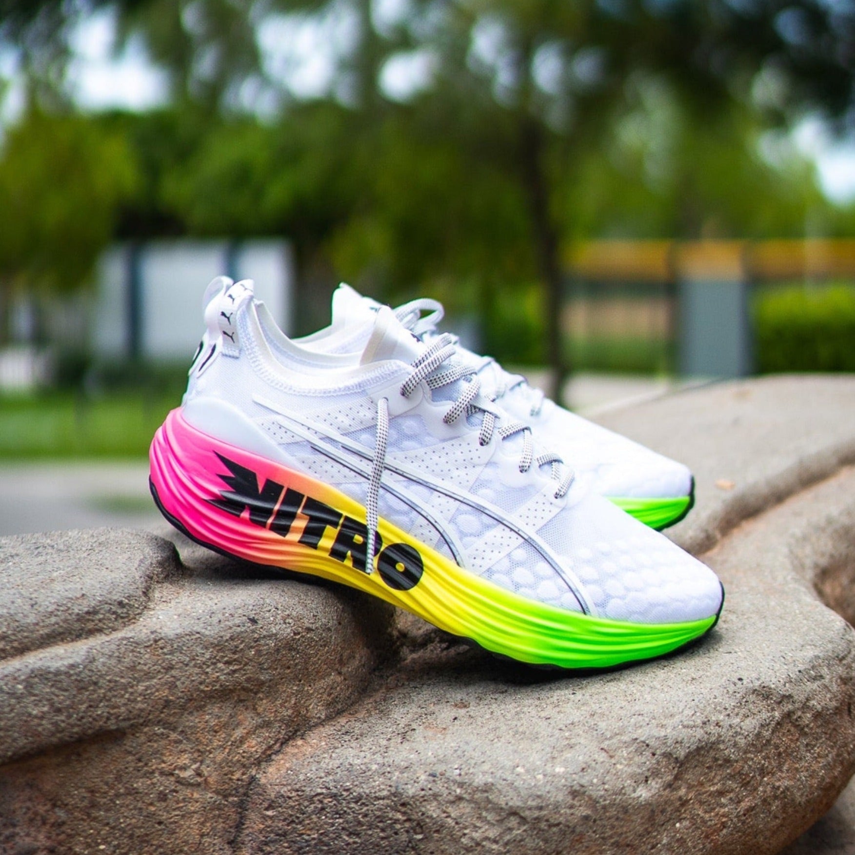 Mens Puma ForeverRUN Nitro Futrograde (White/Gecko Green