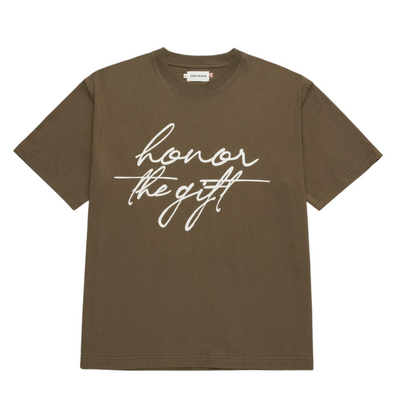 Honor The Gift Script SS Tee (Olive) - Honor The Gift