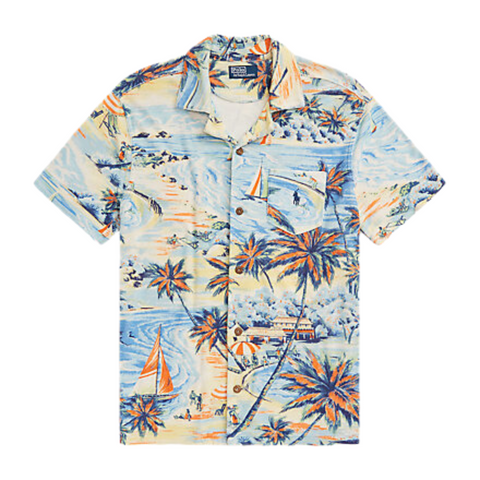 Polo Ralph Lauren Custom Slim Tropical Print Terry Shirt Hawaiian