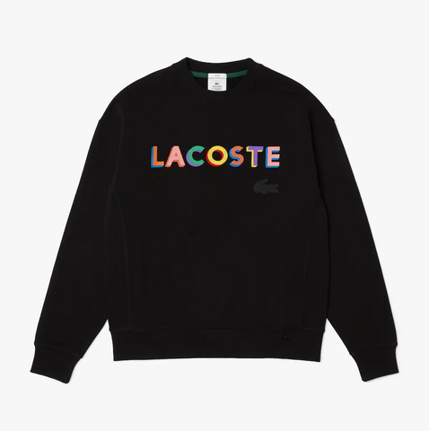 Lacoste Unisex LIVE Loose Fit Embroidered Fleece Sweatshirt (Black) - Lacoste
