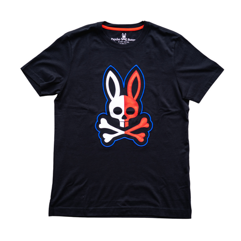 Psycho Bunny Cooper Split Bunny Logo Tee (Black) - Psycho Bunny