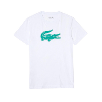 Lacoste SPORT 3D Print Crocodile Breathable Jersey T-shirt (White) - Lacoste