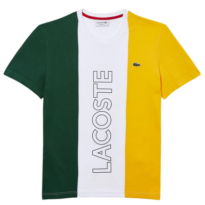 Lacoste Branded Crew Neck Cotton T-Shirt (White/Green/Yellow) - Lacoste